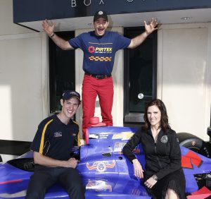 St. Petersburg, Florida USA Team Murray and the Chris Kyle Frog Foundation have created a unique program that will see six military service veterans and first responders from across North America molded into a pit crew for this year’s 100th Indianapolis 500 celebrations in May. Pictured are driver Matt Brabham, Taya Kyle, and Pit Crew member David Rutherford ©2016, Michael L. Levitt LAT Photo USA