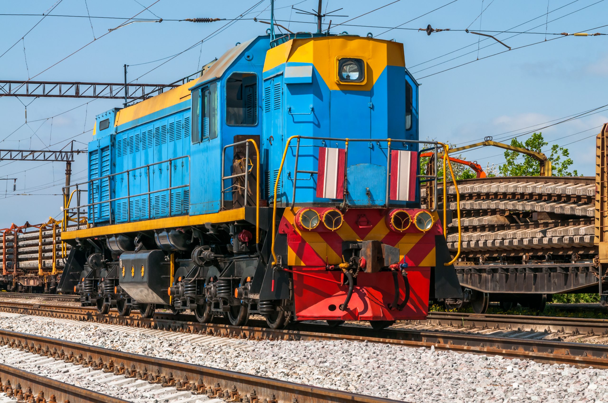 Train with special track equipment at repairs